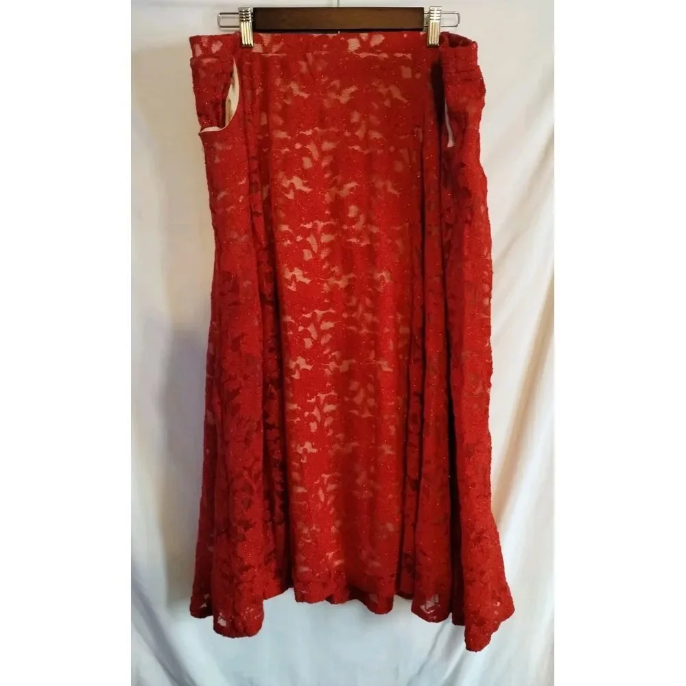 Red Lularoe Always Elegant Lace Skirt Sz 2X - Picture 1 of 8